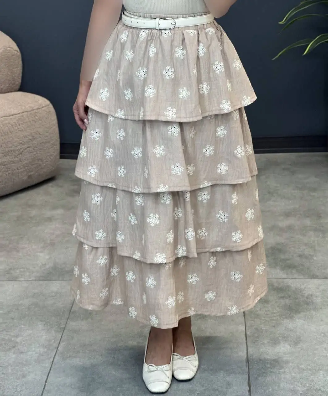 3486-دامن طبقه ای میس