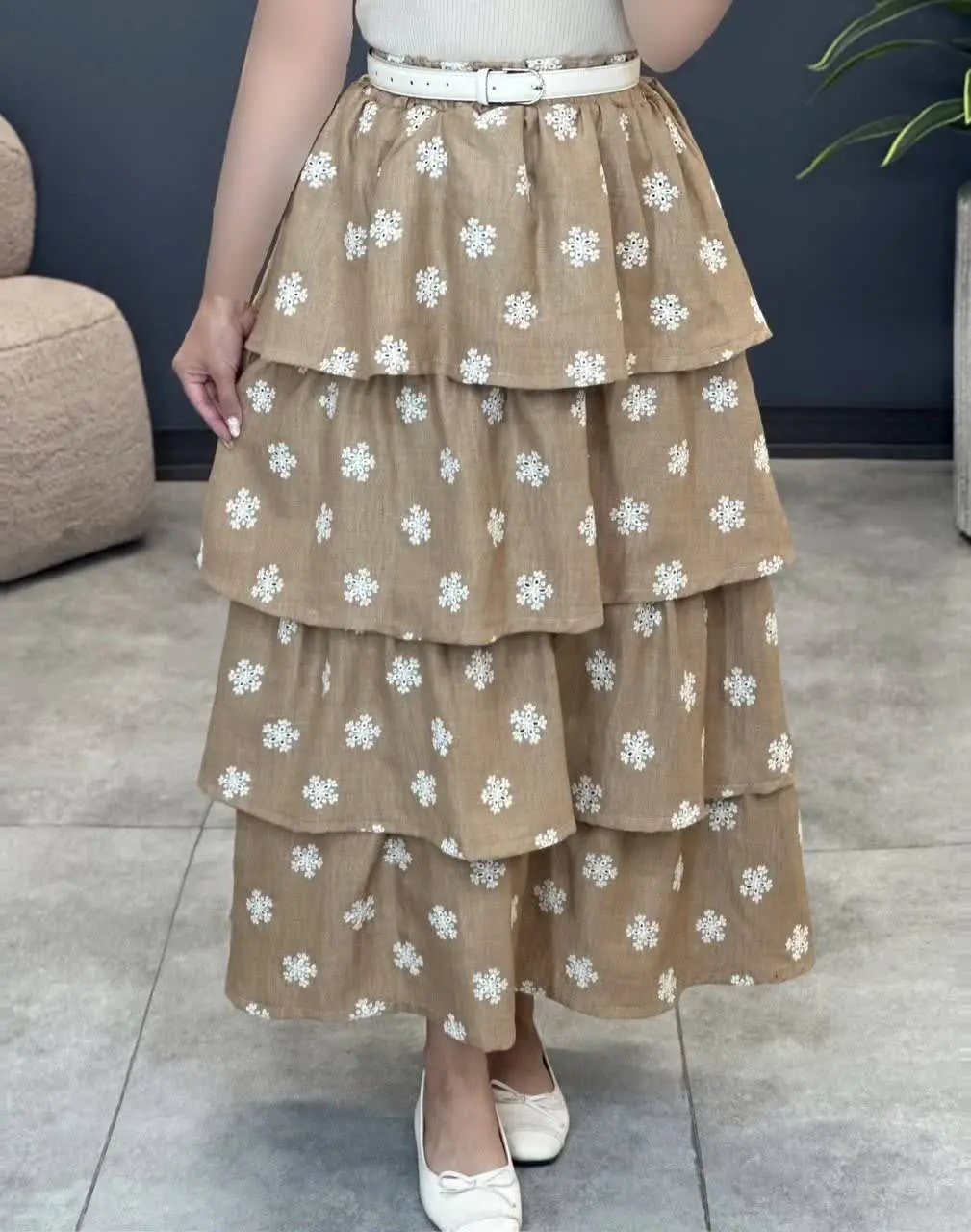 3486-دامن طبقه ای میس