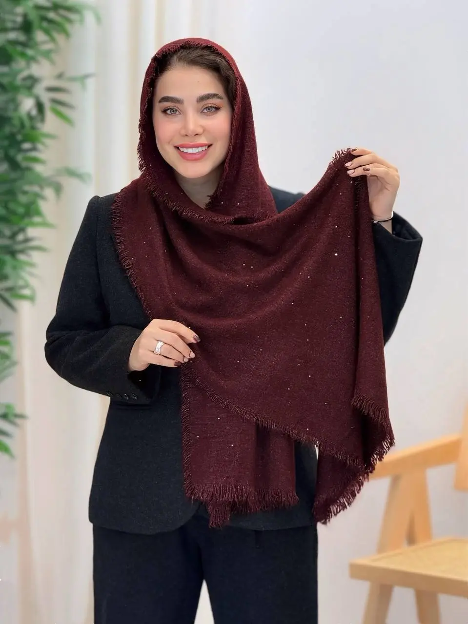 3635-شال اورجینال پولکی