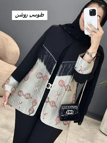 3429-کت ترکیبی ژاکارد( ایراد دار)