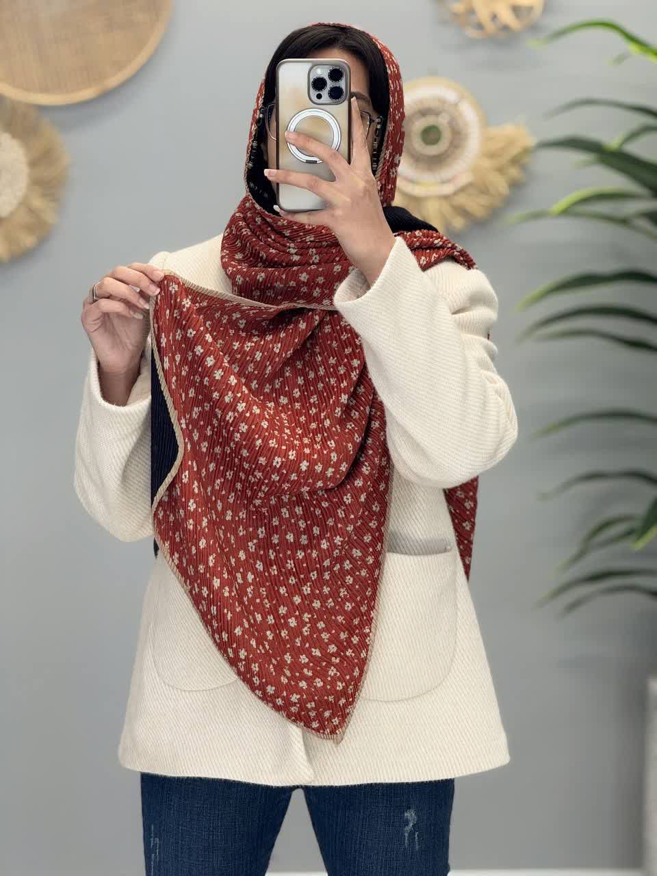 1843- شال دو لایه گلدار بنسای