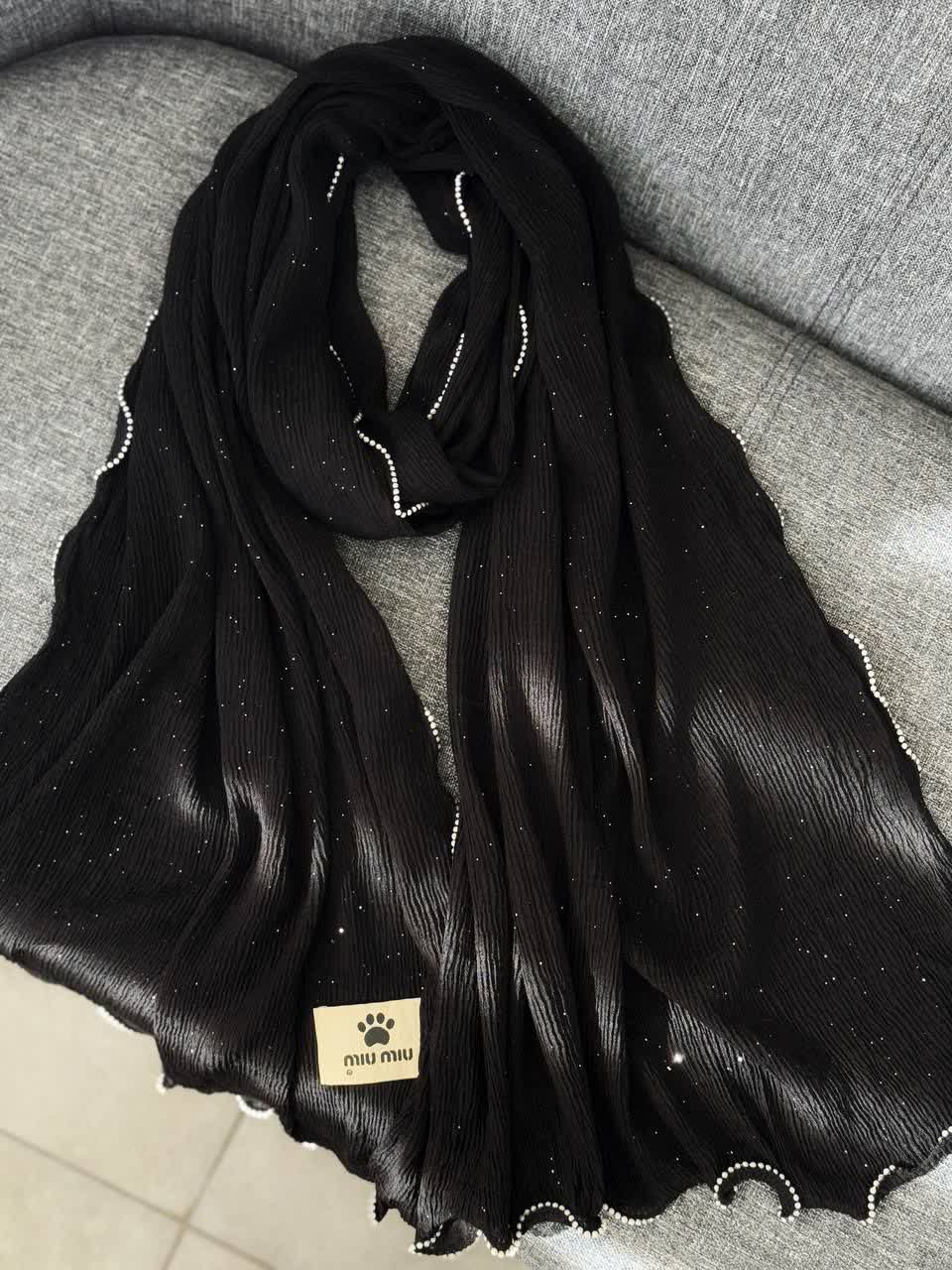 1863- شال شاین لبه مروارید مشکی (ویژه محرم)