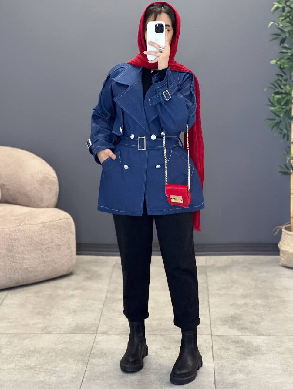 1682-ترنچ کت جین