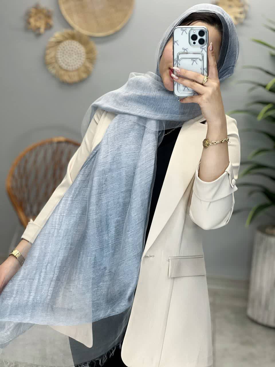 1170- شال حریر دو لایه