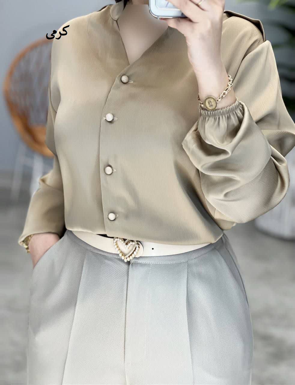 1199- شومیز الیزه آستین کش