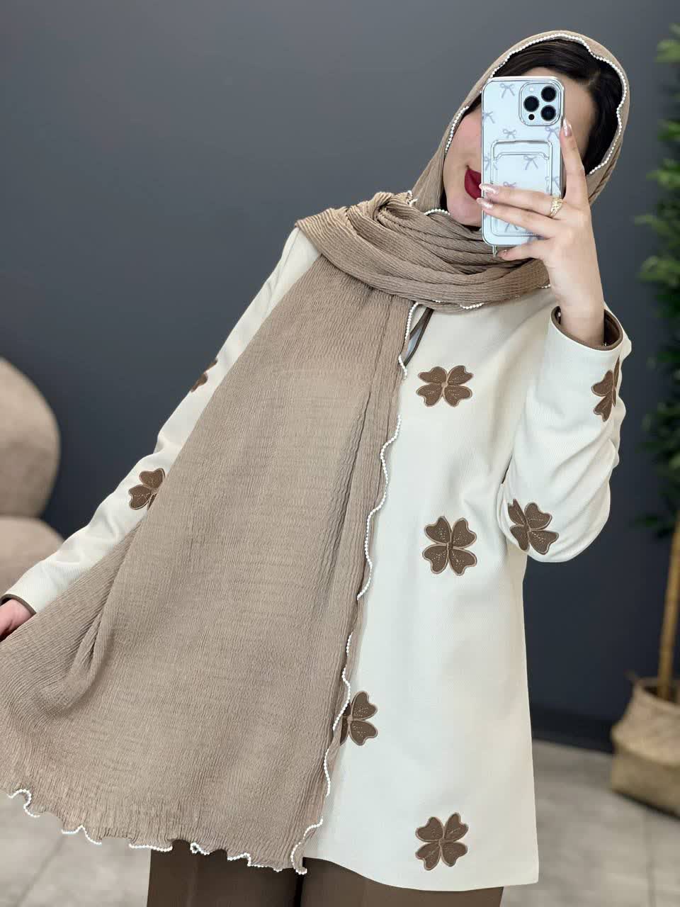 1205- شال وارداتی لبه مروارید