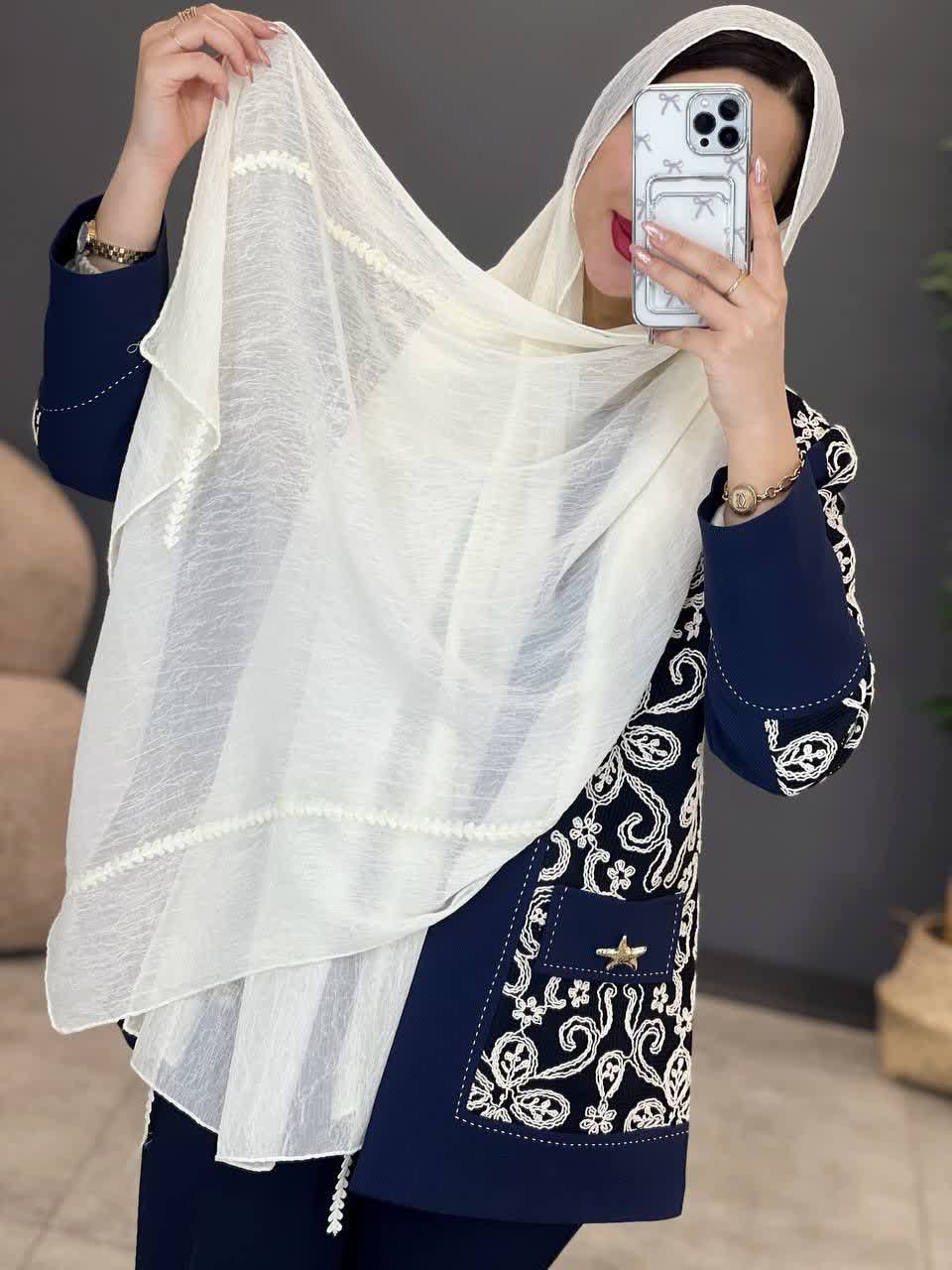 1211- شال حریر گندمی