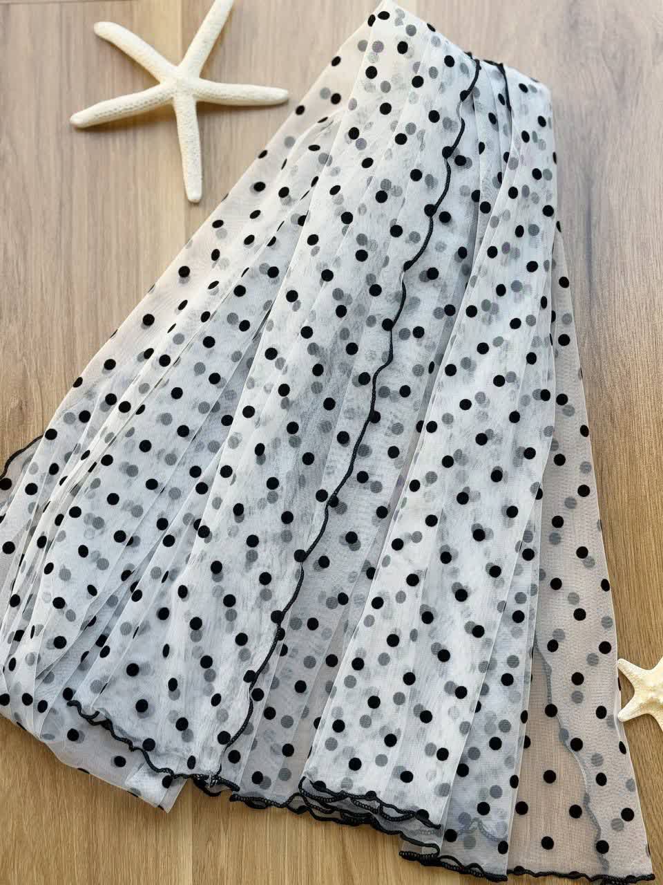 1218- شال توپی سفید مشکی