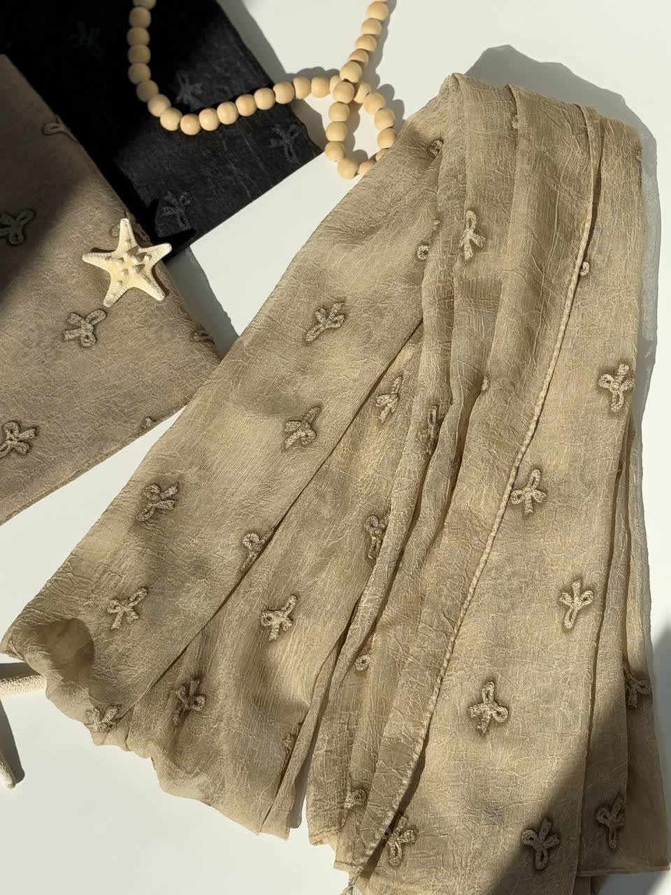 1225-شال پاپیونی گلدوزی