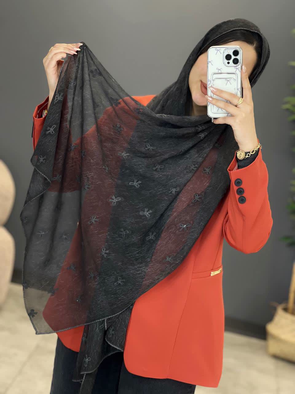 1225-شال پاپیونی گلدوزی