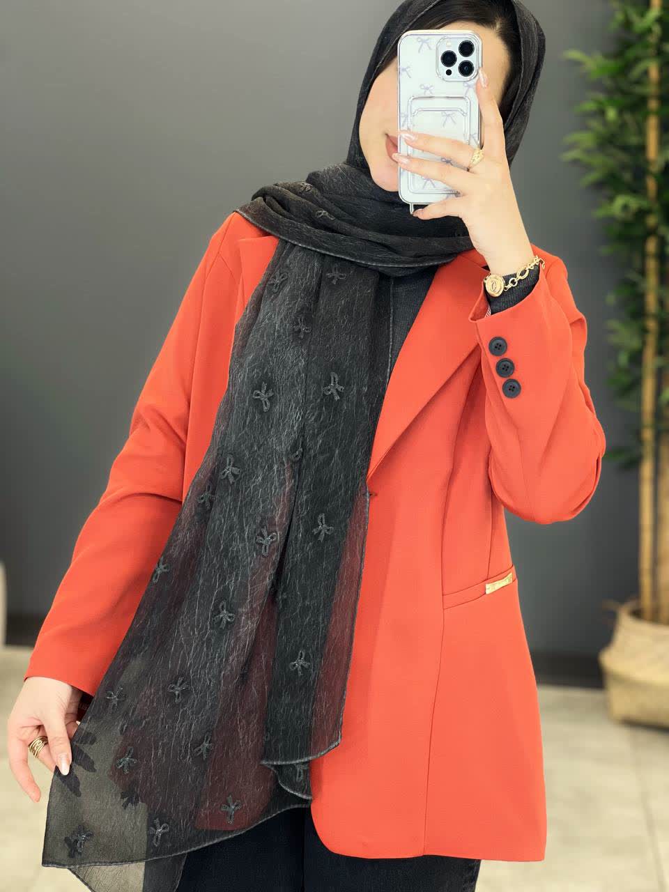 1225-شال پاپیونی گلدوزی