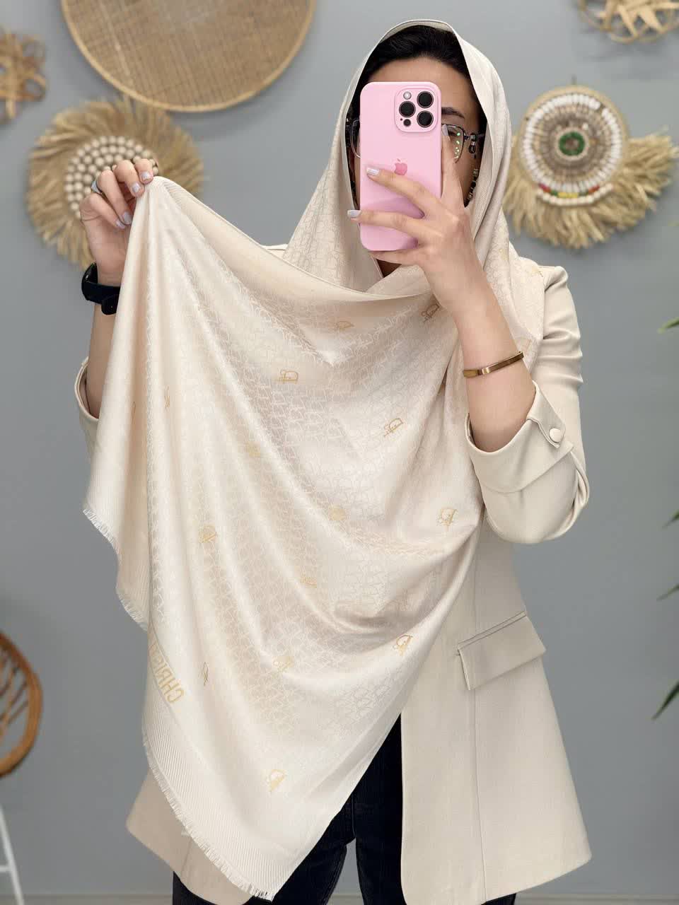 1274- شال مجلسی ژاکارد برجسته