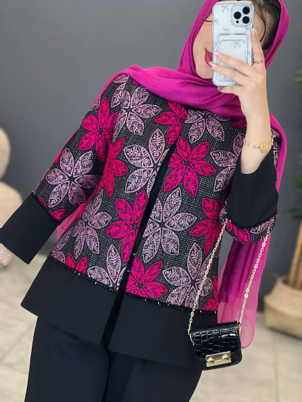 1275- کت مزونی گلی