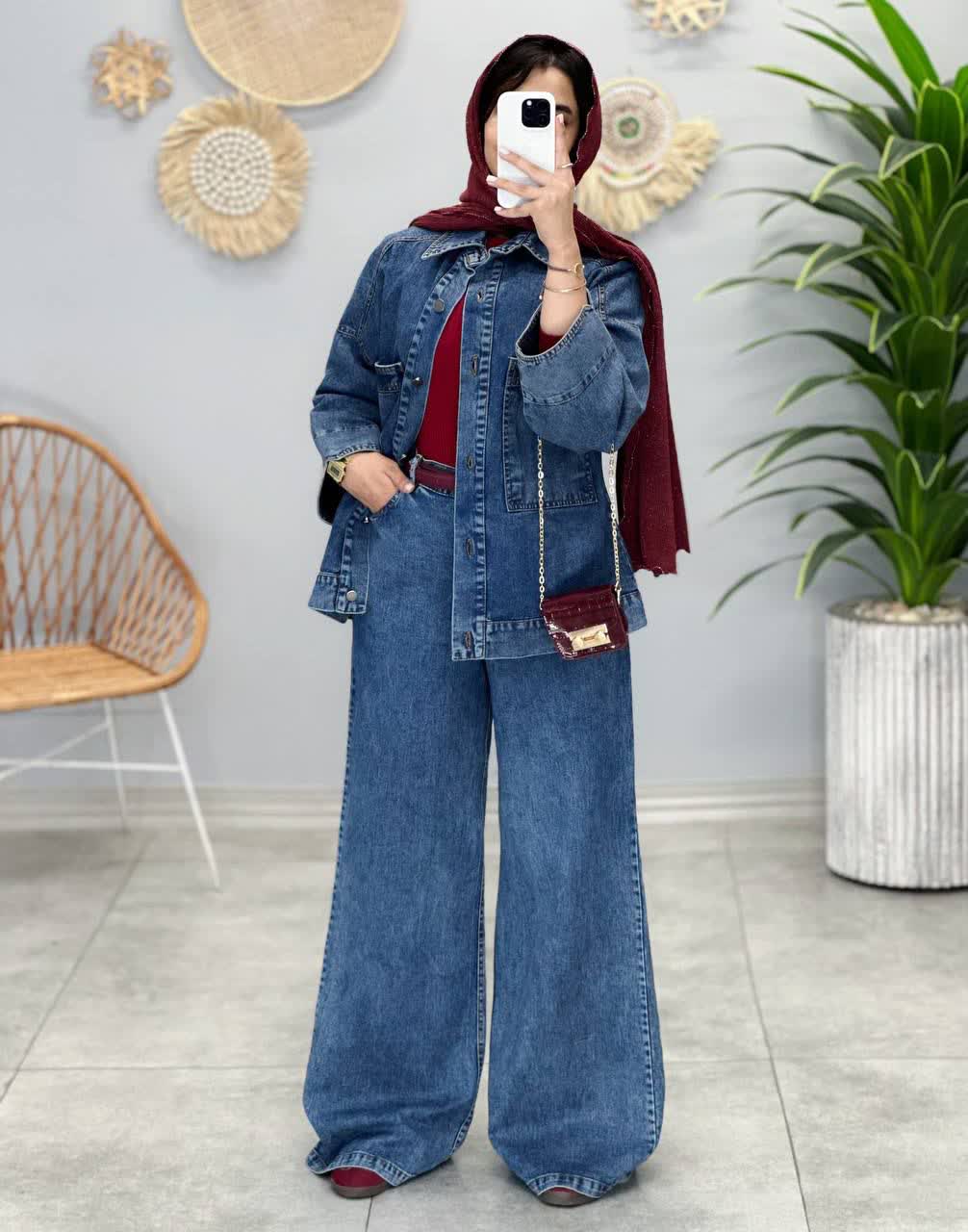 1287-ست کت و شلوار جین