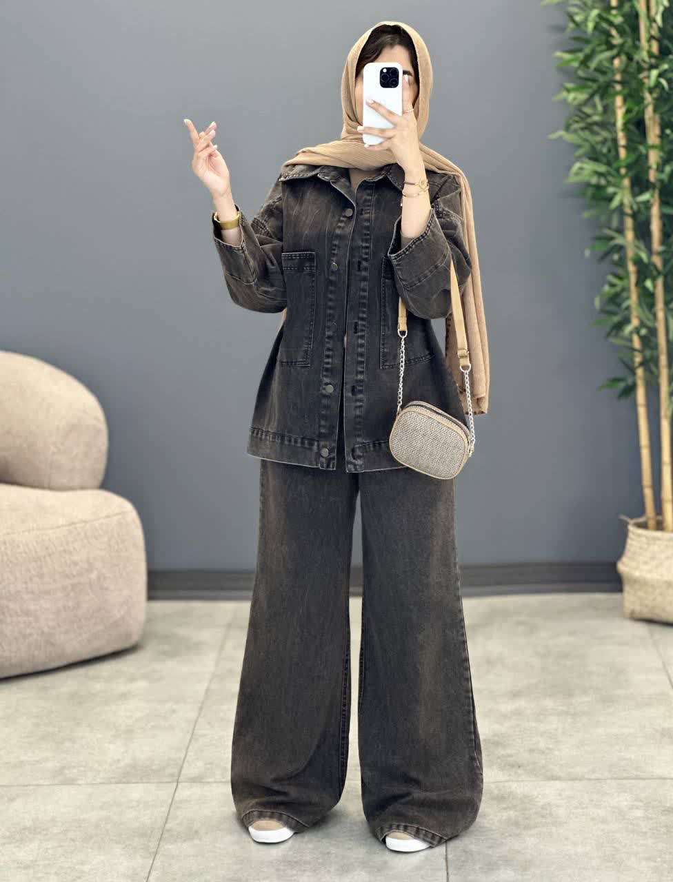 1287-ست کت و شلوار جین