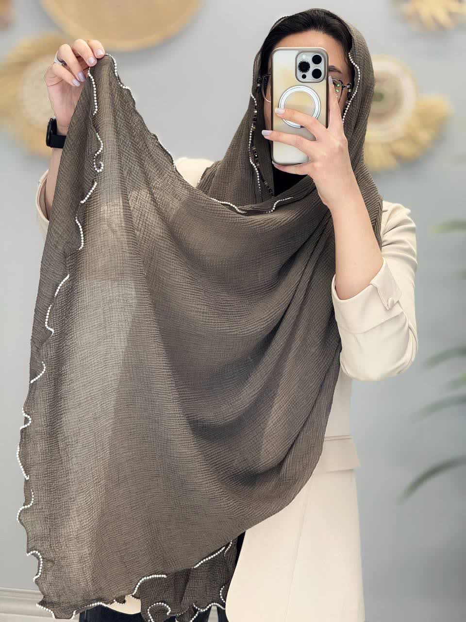 1292- شال لبه مروارید