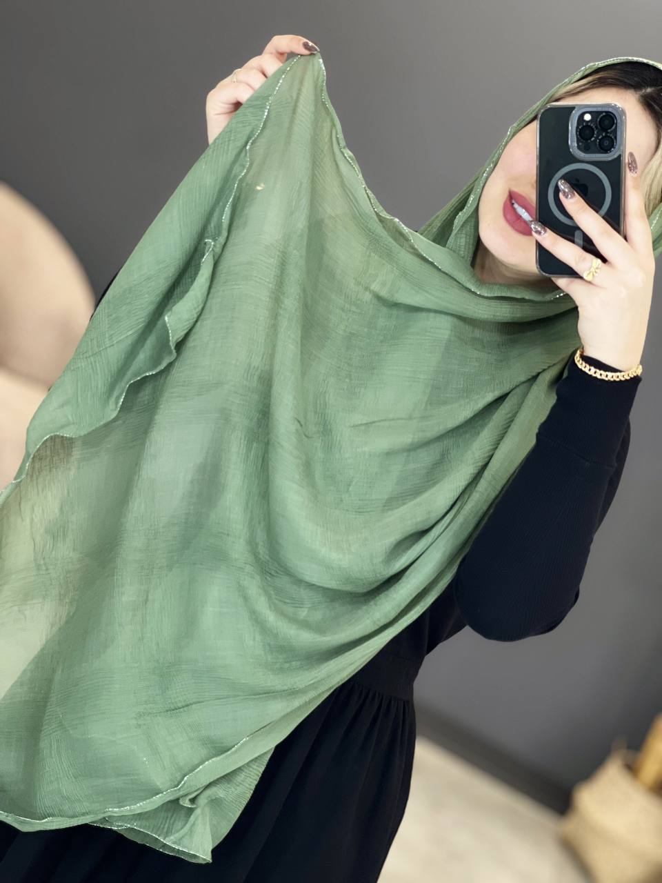 1347- شال پلیسه سوپر نخ