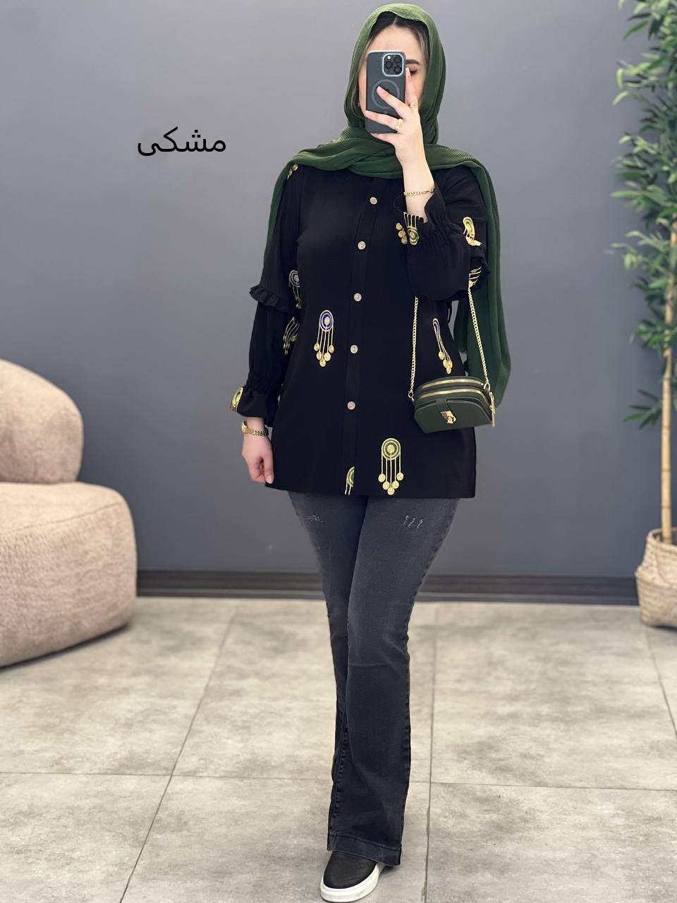 1452- شومیز آستین چین دار