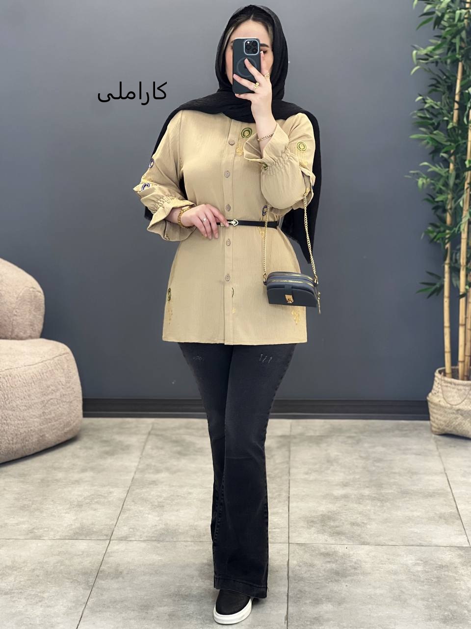 1452- شومیز آستین چین دار