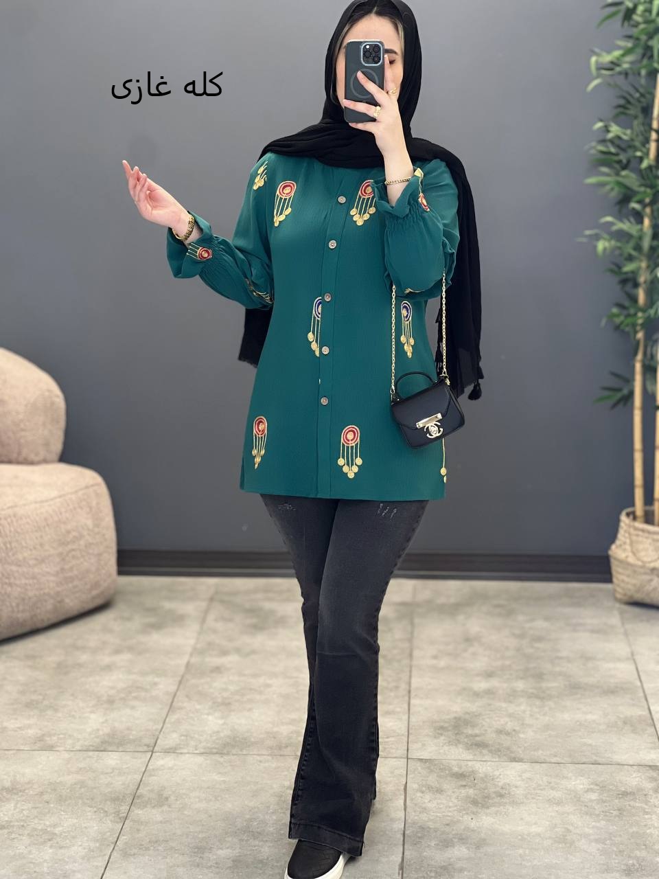 1452- شومیز آستین چین دار