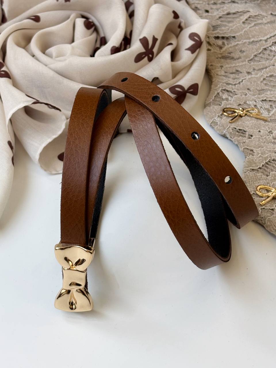 1489- کمربند چرم پاپیون