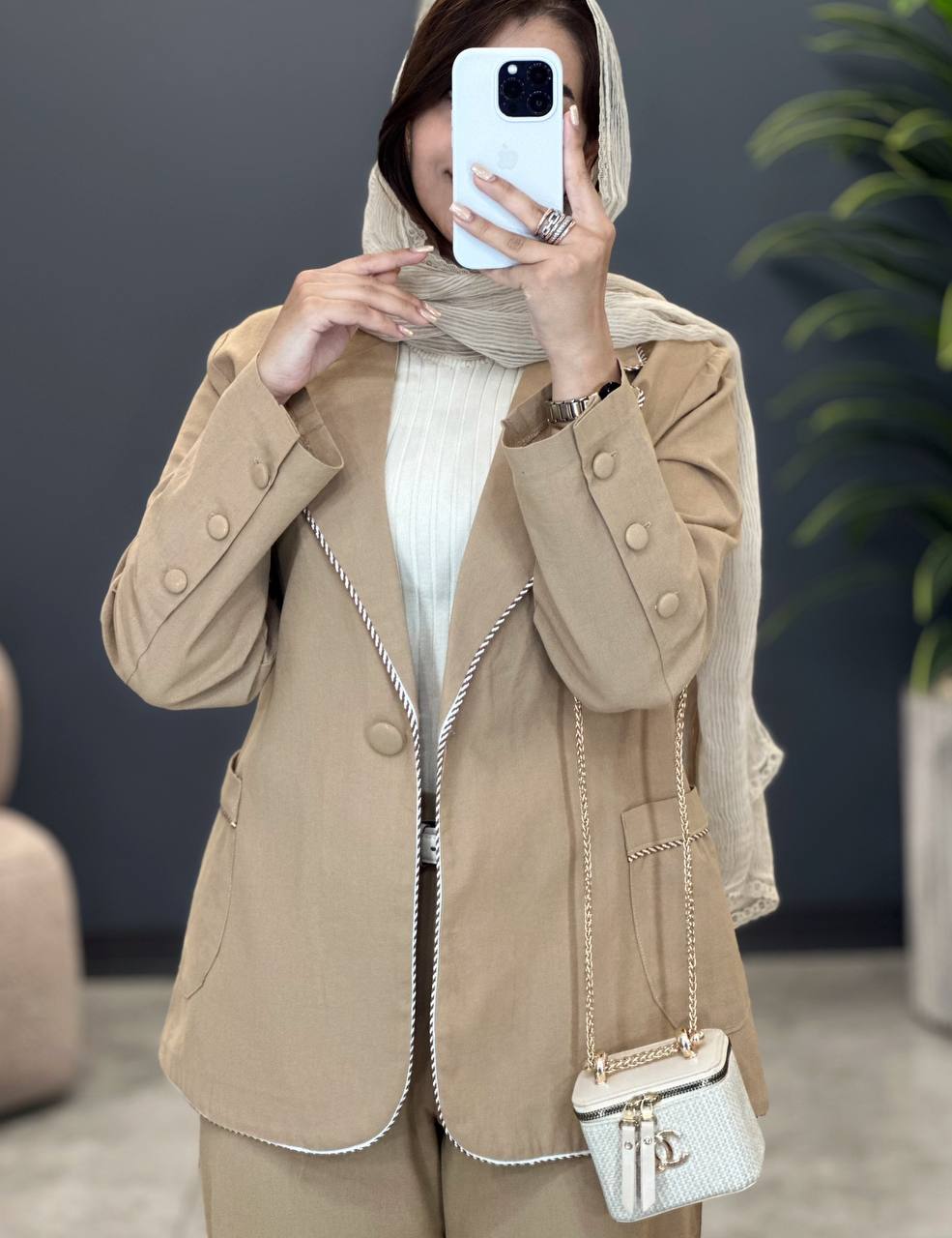 1534- کت و شلوار لینن مغزی دوزی