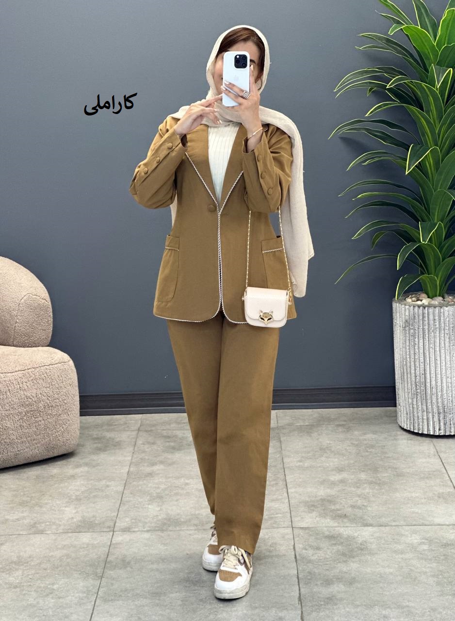 1534- کت و شلوار لینن مغزی دوزی