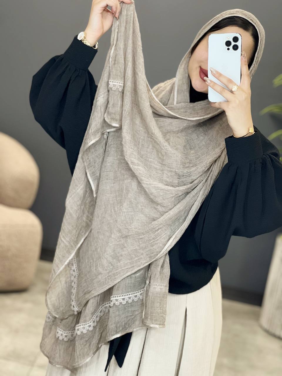 1543- شال دستک دور گان