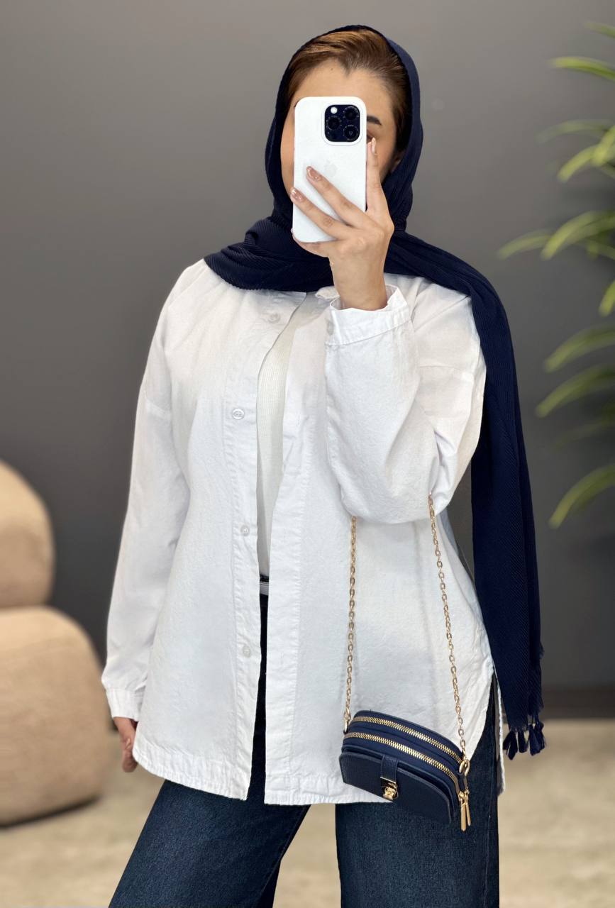 1571- شومیز کتان سپید