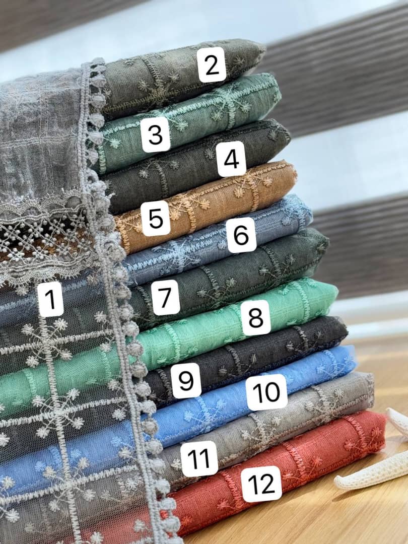 1592- شال چهارخونه دستک دانتل