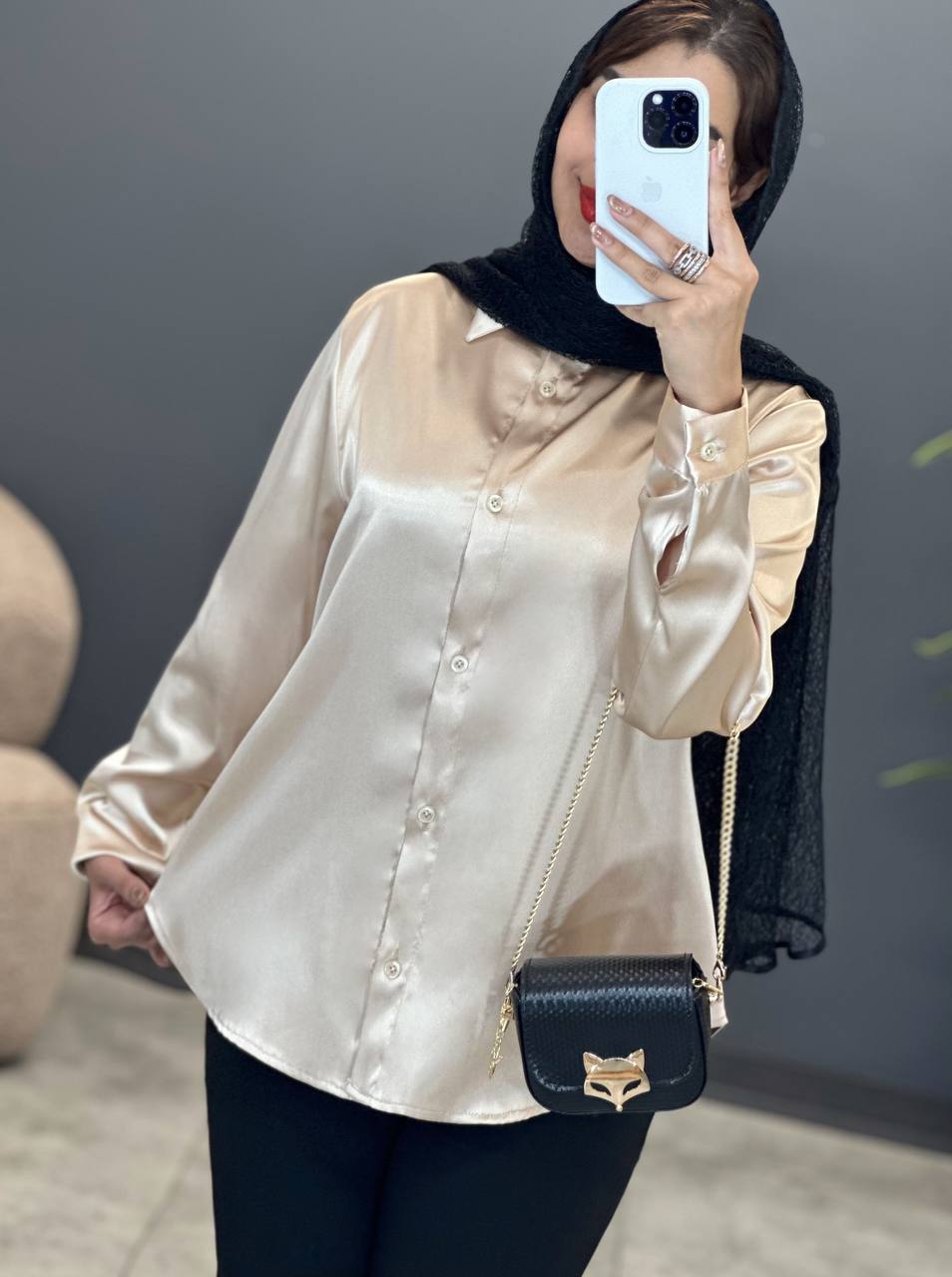 1610- شومیز ساتن جلو دکمه