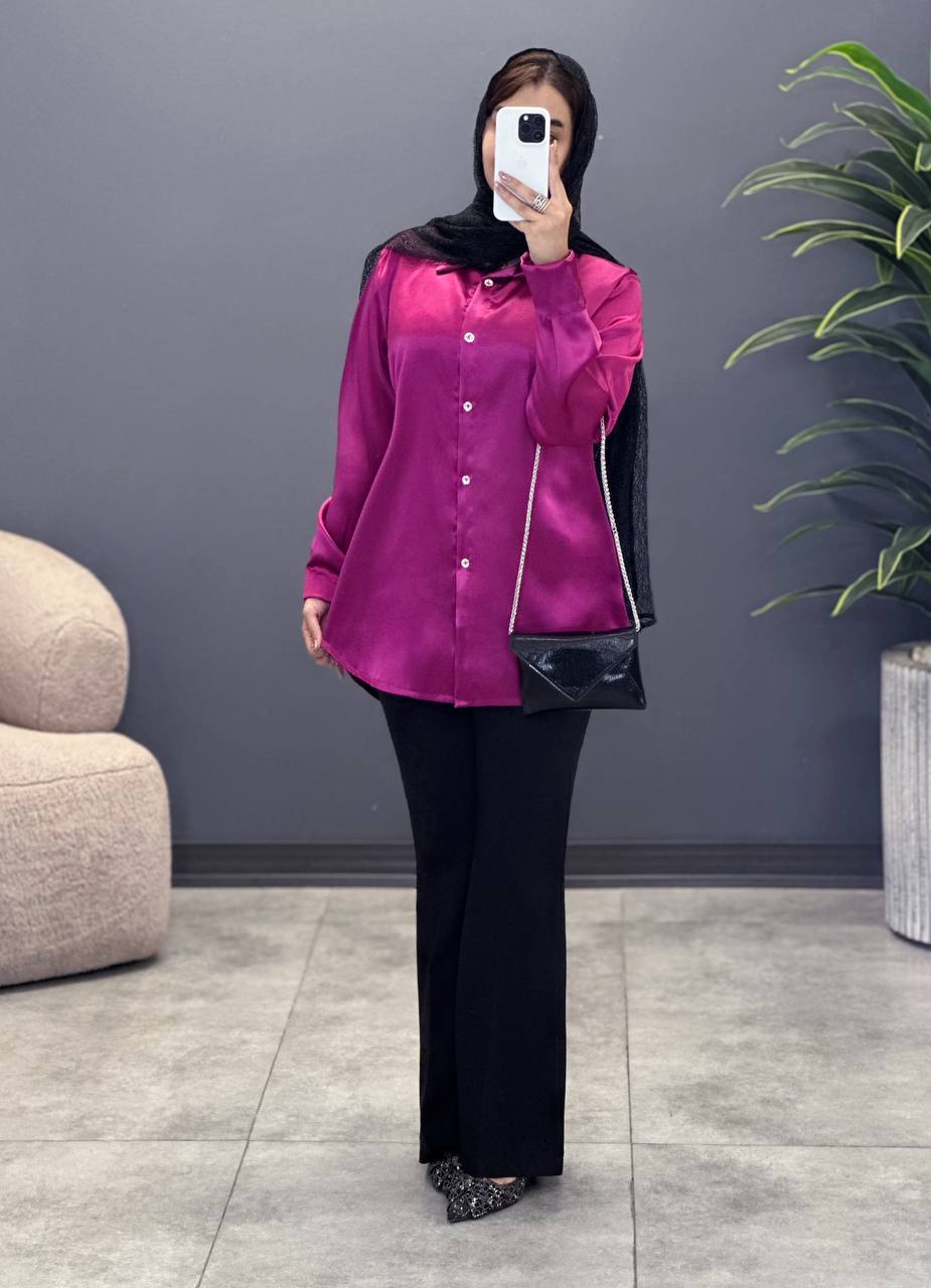 1610- شومیز ساتن جلو دکمه