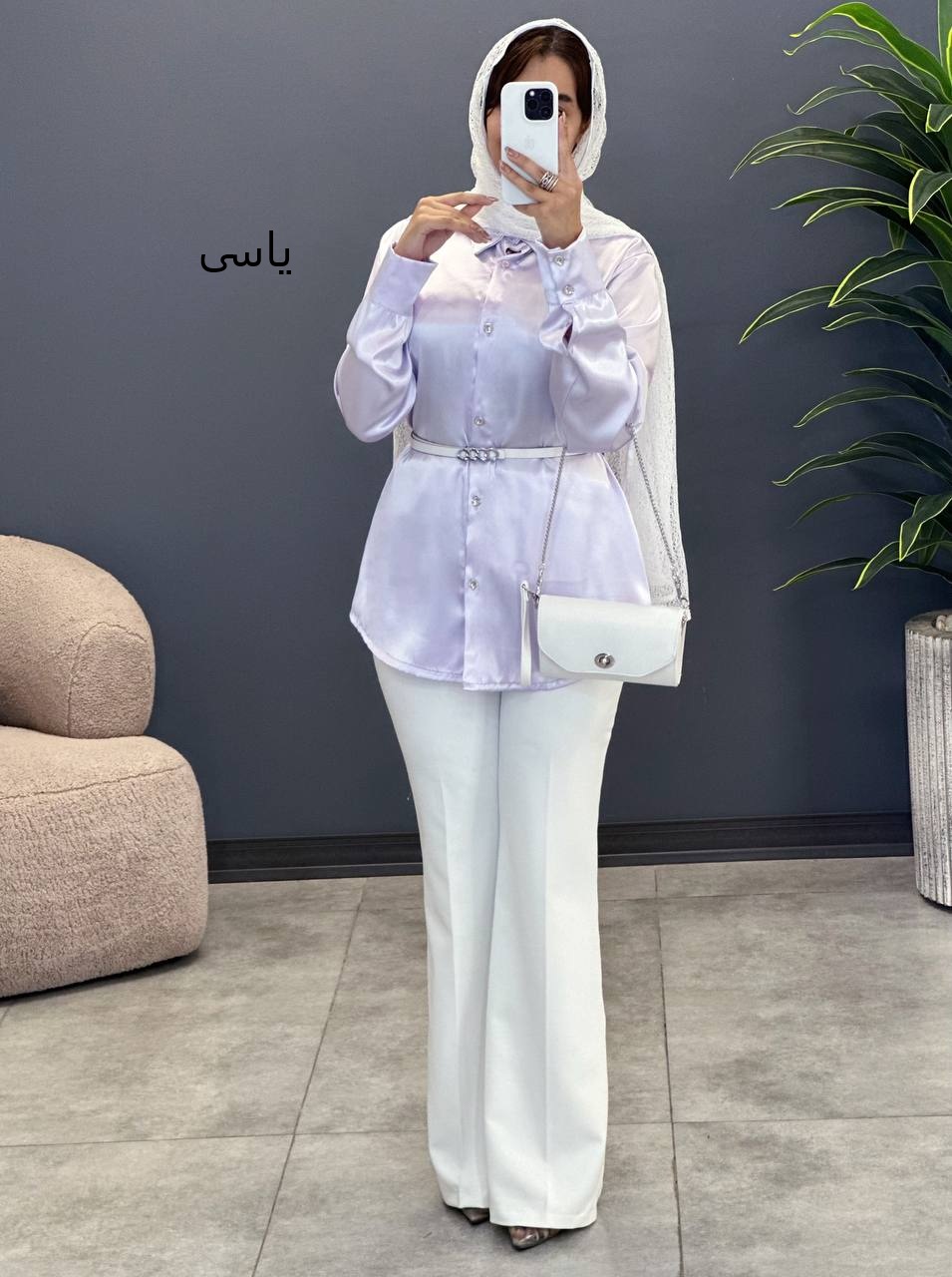 1610- شومیز ساتن جلو دکمه