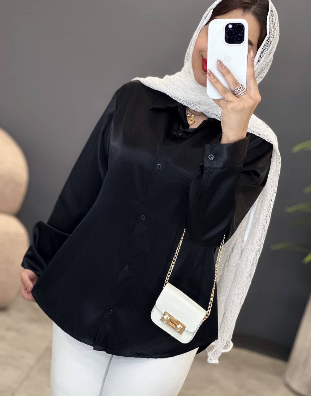 1610- شومیز ساتن جلو دکمه