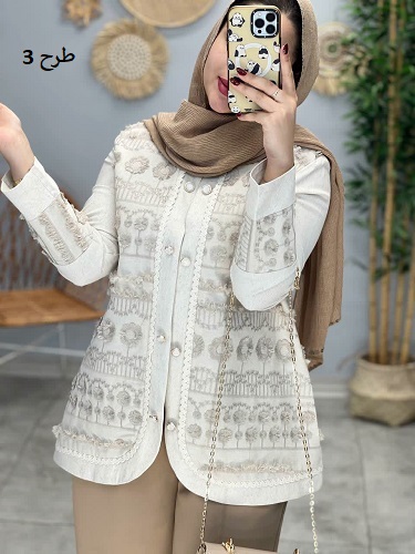 1611- کت لینن سوزن دوزی