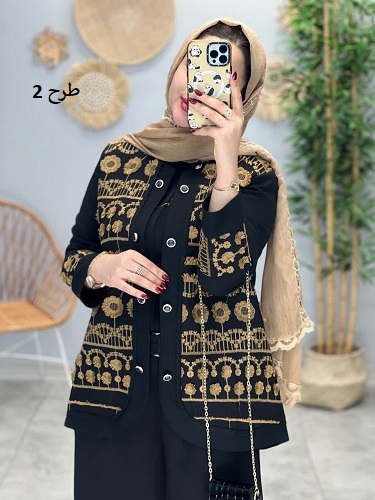 1611- کت لینن سوزن دوزی