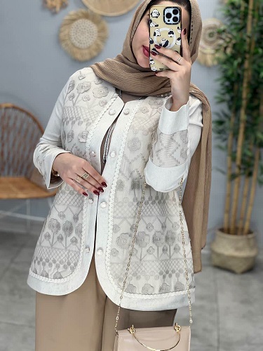 1611- کت لینن سوزن دوزی