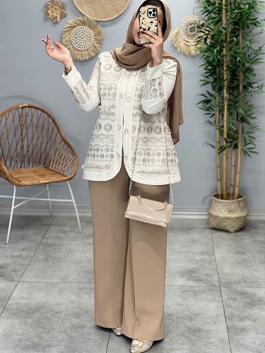 1611- کت لینن سوزن دوزی