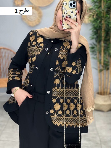 1611- کت لینن سوزن دوزی