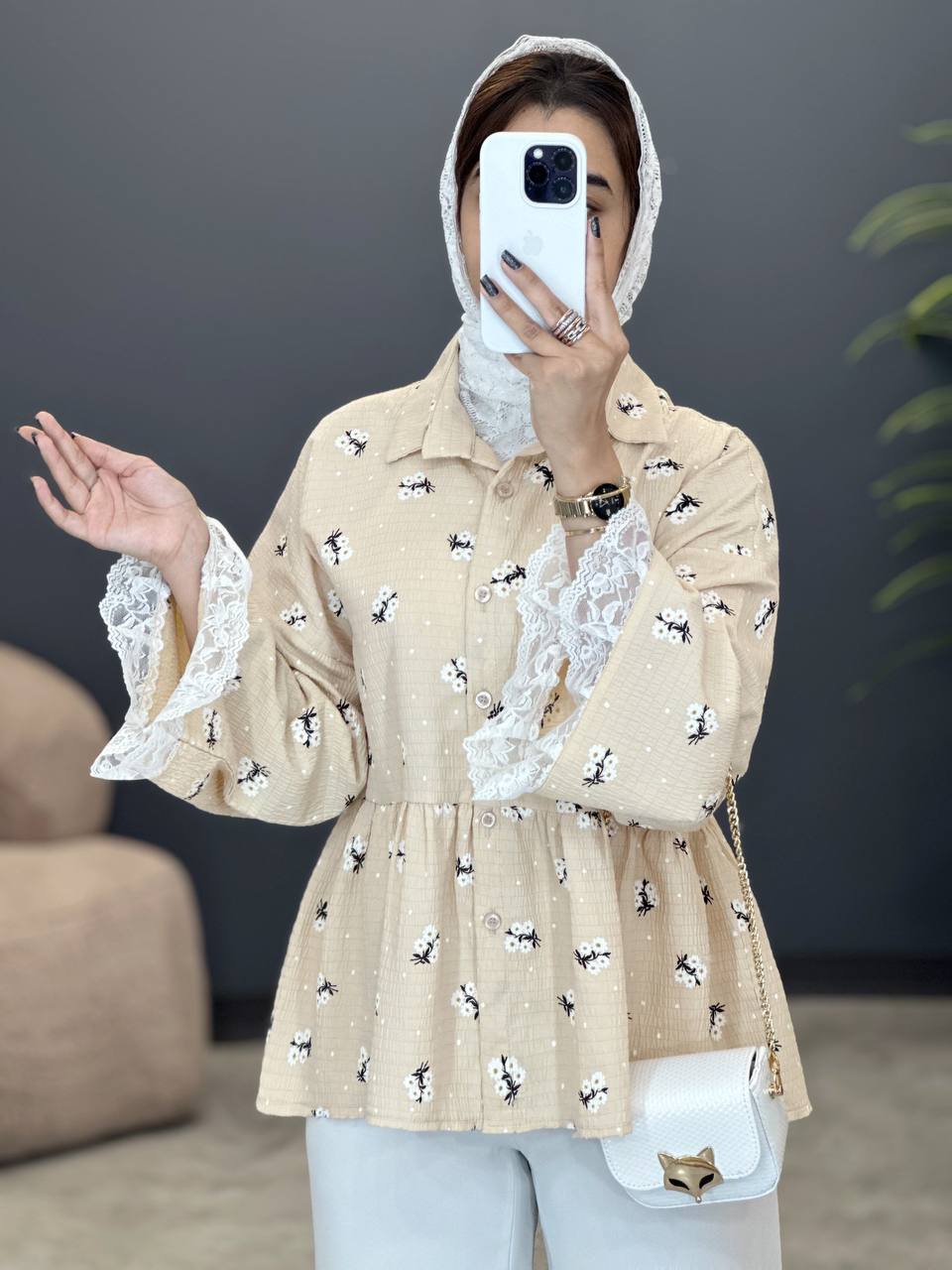 1725- شومیز عروس گلدار