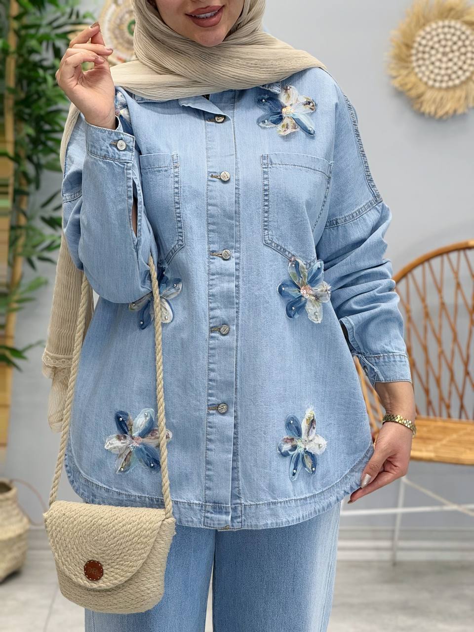 1737- کت جین شکوفه