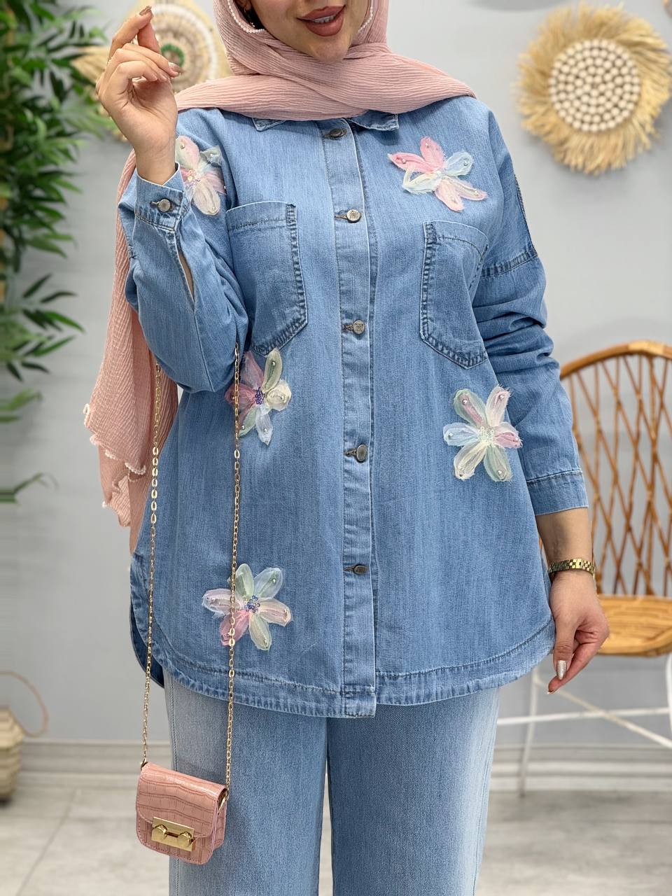 1737- کت جین شکوفه