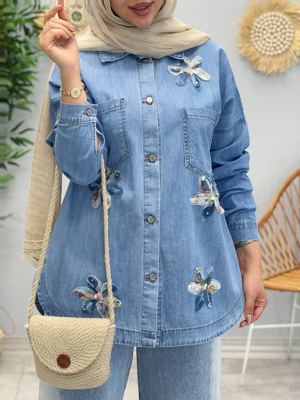 1737- کت جین شکوفه