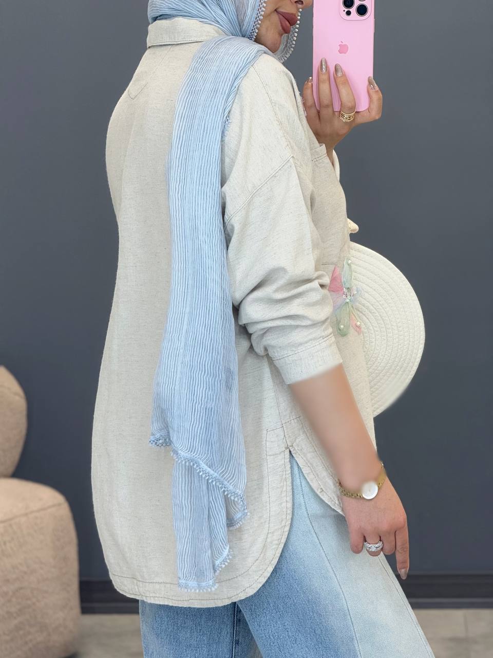 1739 -کت لینن شکوفه