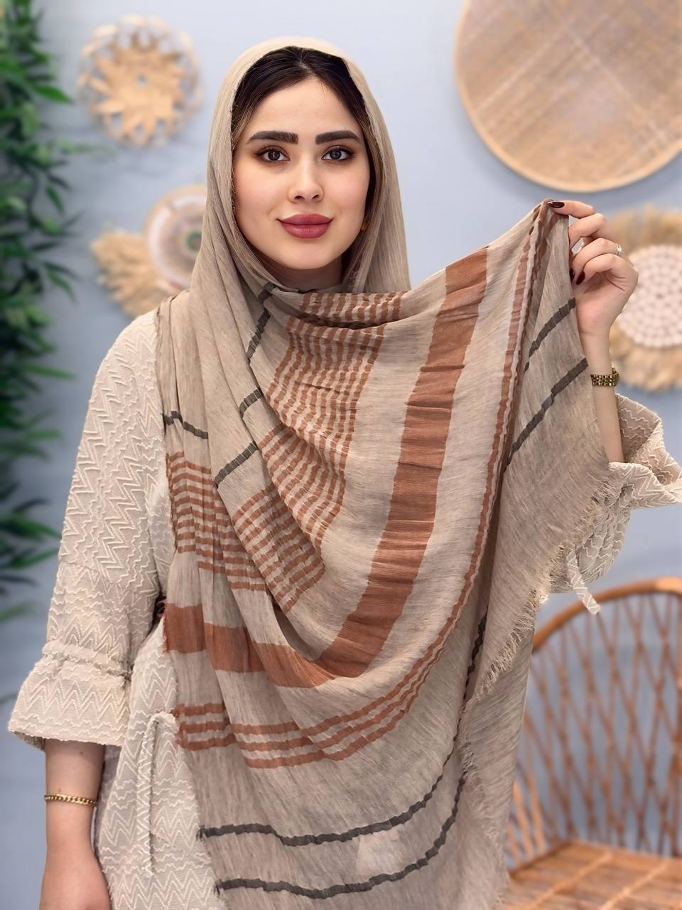 1761- شال راه راه ساده