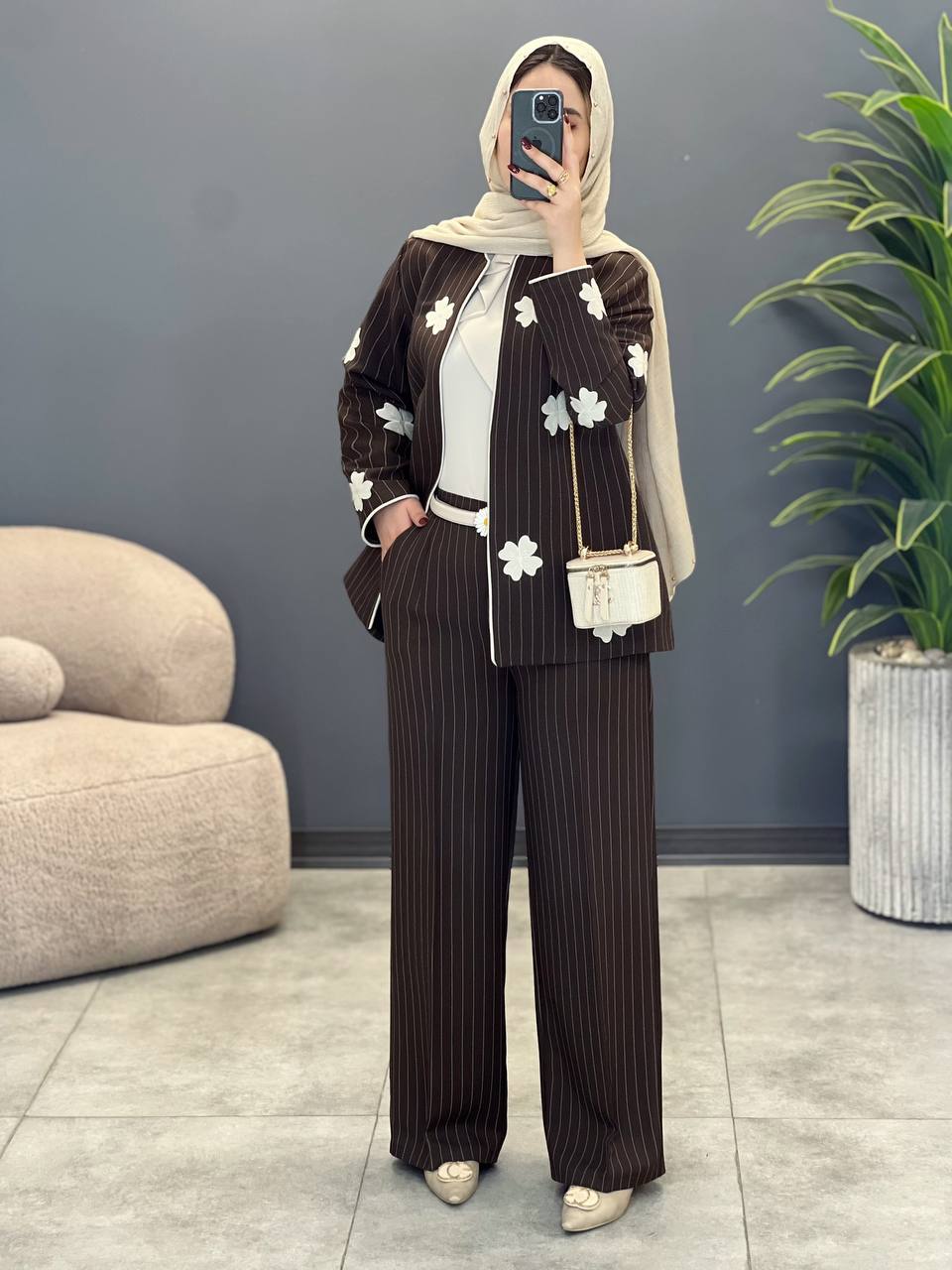 1434- ست کت و شلوار دیپلمات شکوفه