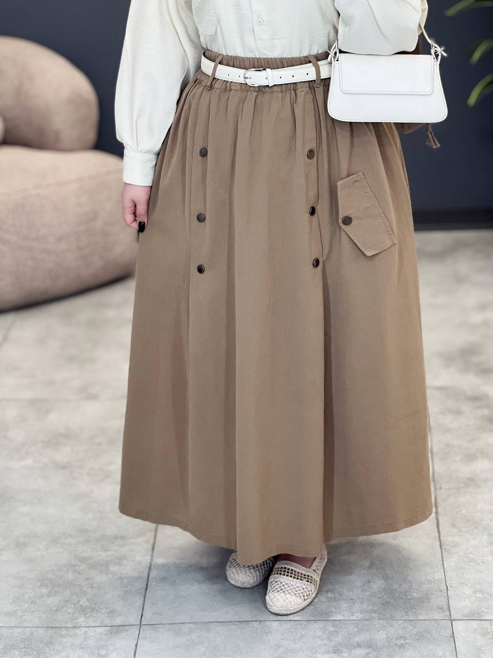 3051-دامن لینن کتون