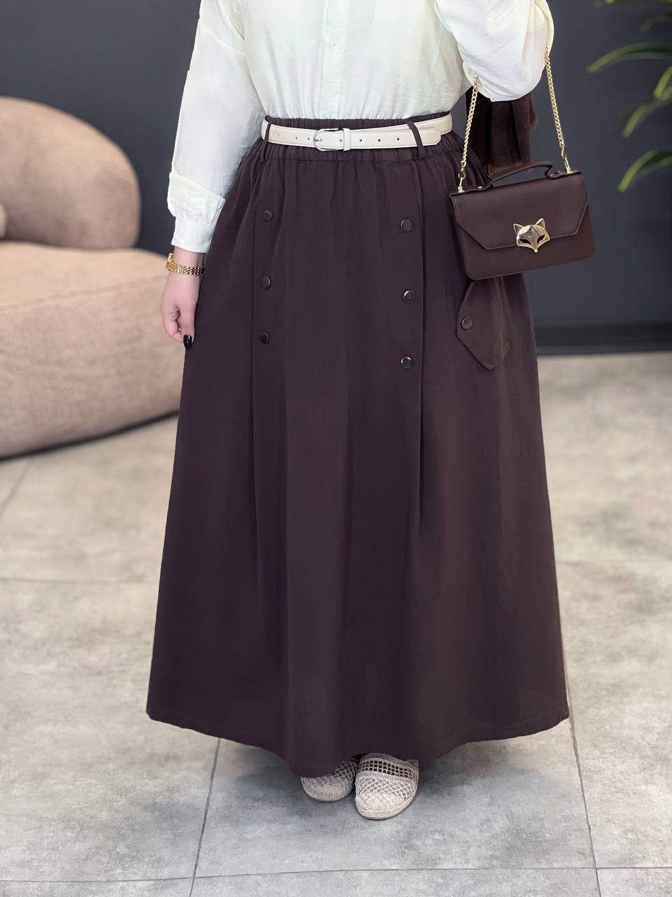 3051-دامن لینن کتون