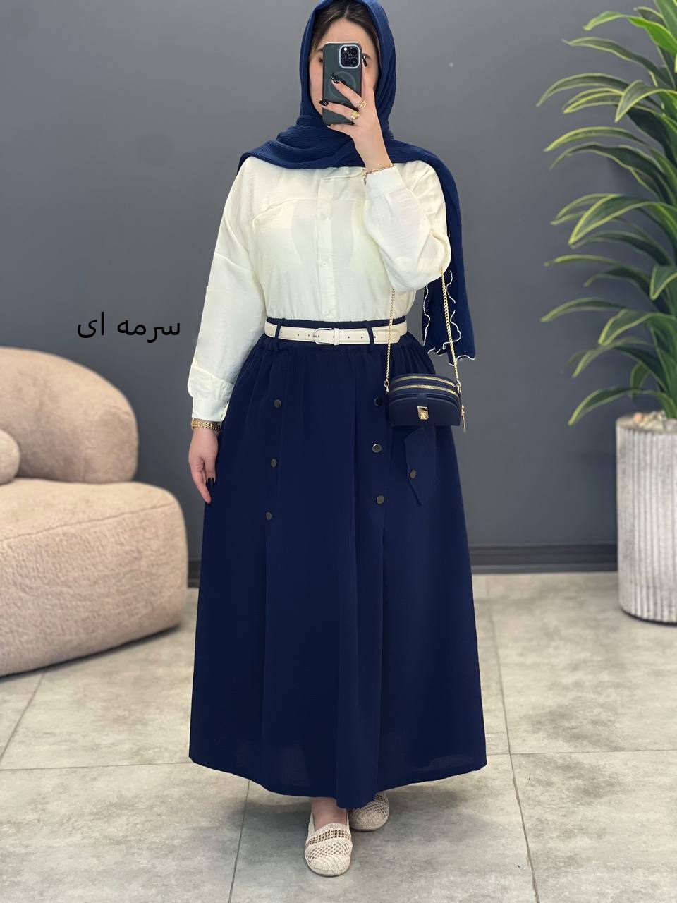 3051-دامن لینن کتون