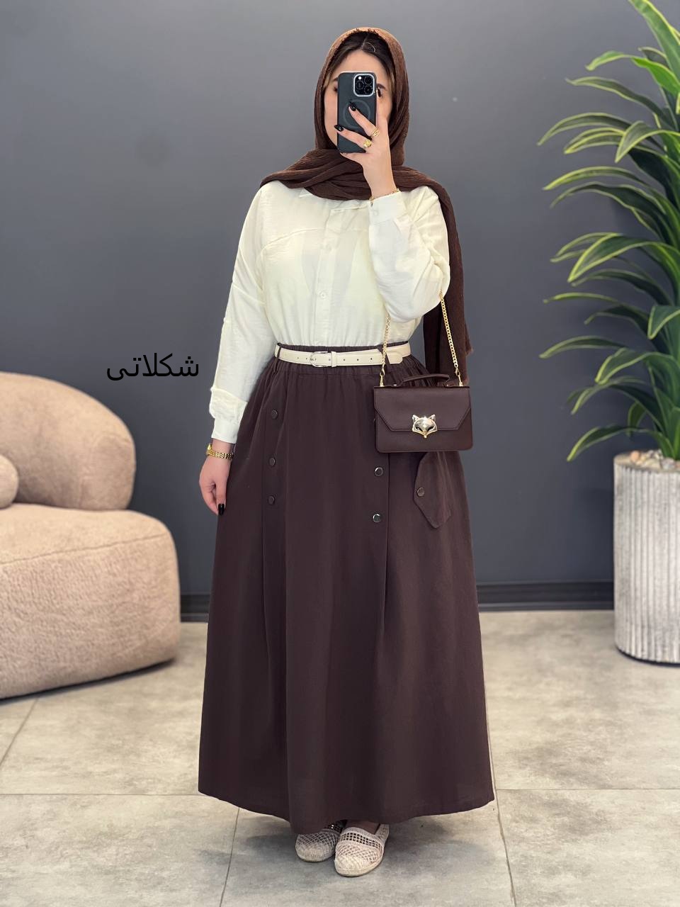 3051-دامن لینن کتون